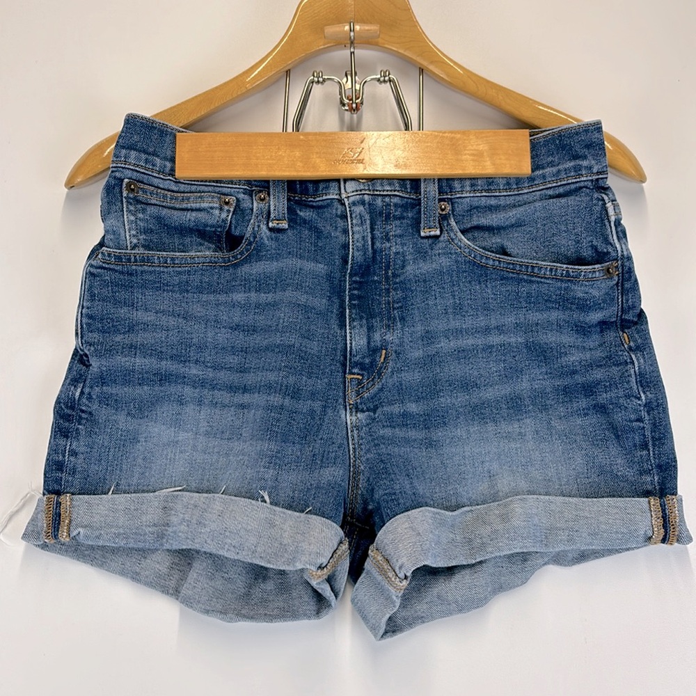 J CREW Rolled Cuff Denim Shorts Frayed Hem Size 27